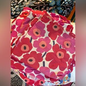Marimekko Mini Unikko Red Floral King Sheet Set As Is
